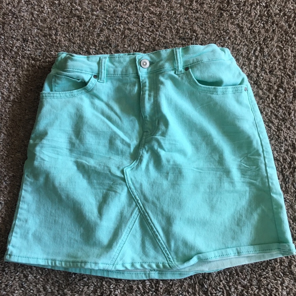 Teal jean skirt